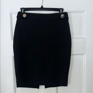 Chic Black Pencil Skirt with Silver Accents